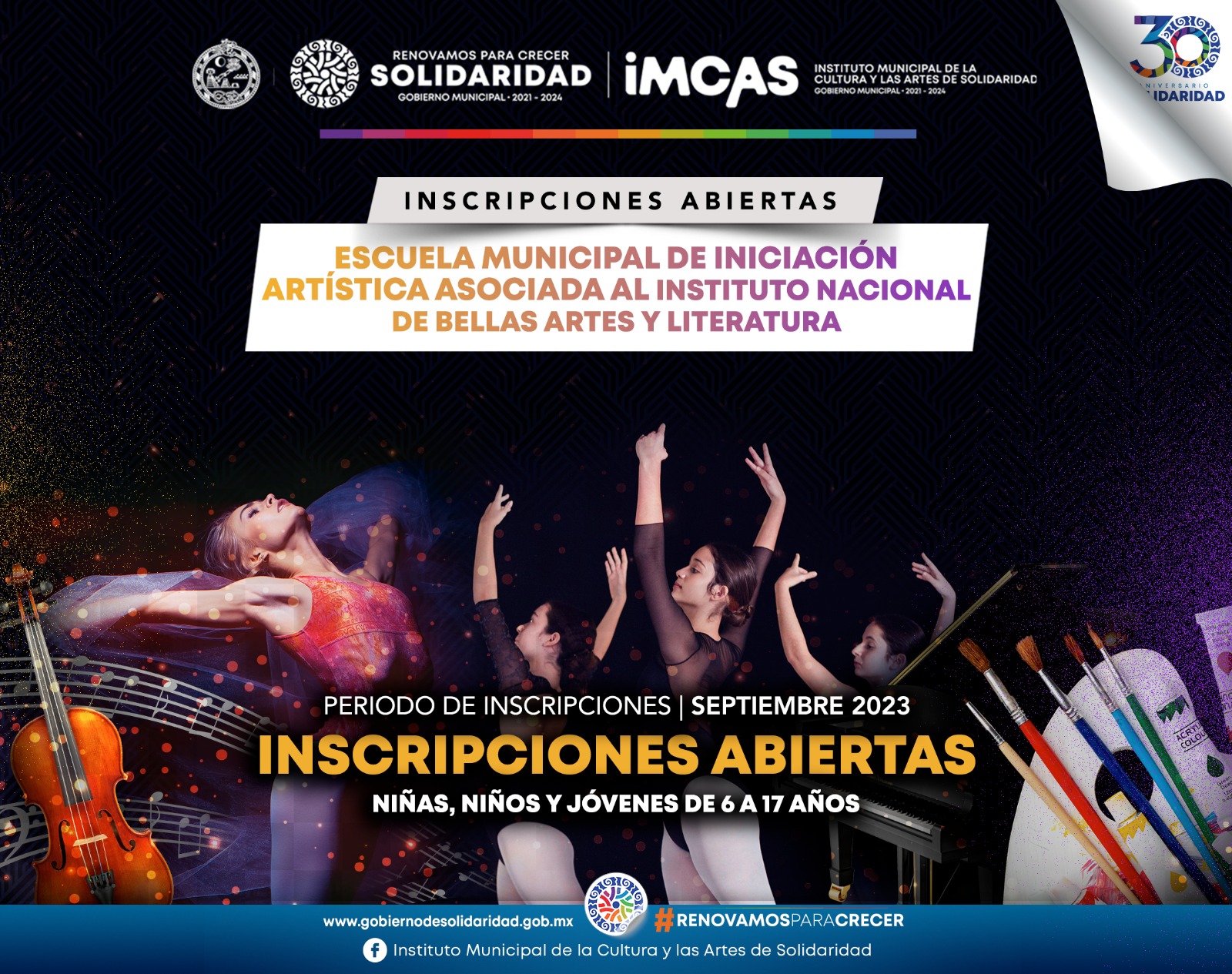 Inscripciones abiertas en Escuela Municipal de Iniciación Artística – H. Ayuntamiento de Solidaridad