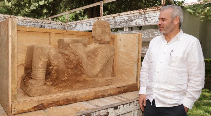 Solicita Bedolla que Chac-Mool hallado en Pátzcuaro se quede en Michoacán